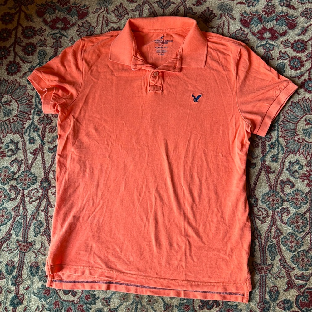 American Eagle L Summer Color Knit Polo collared Shirt Large
